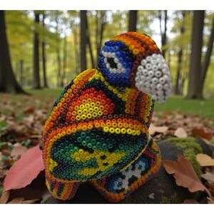 Huichol Eagle Beaded Bead‎ Multicolor Handmade Figurine Mexican Folk Art Mexico